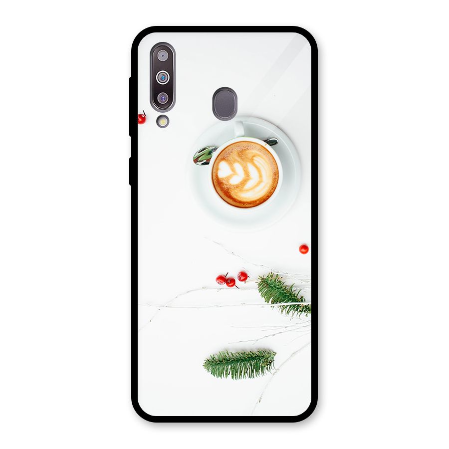 Coffee and Leafs Glass Back Case for Galaxy M30