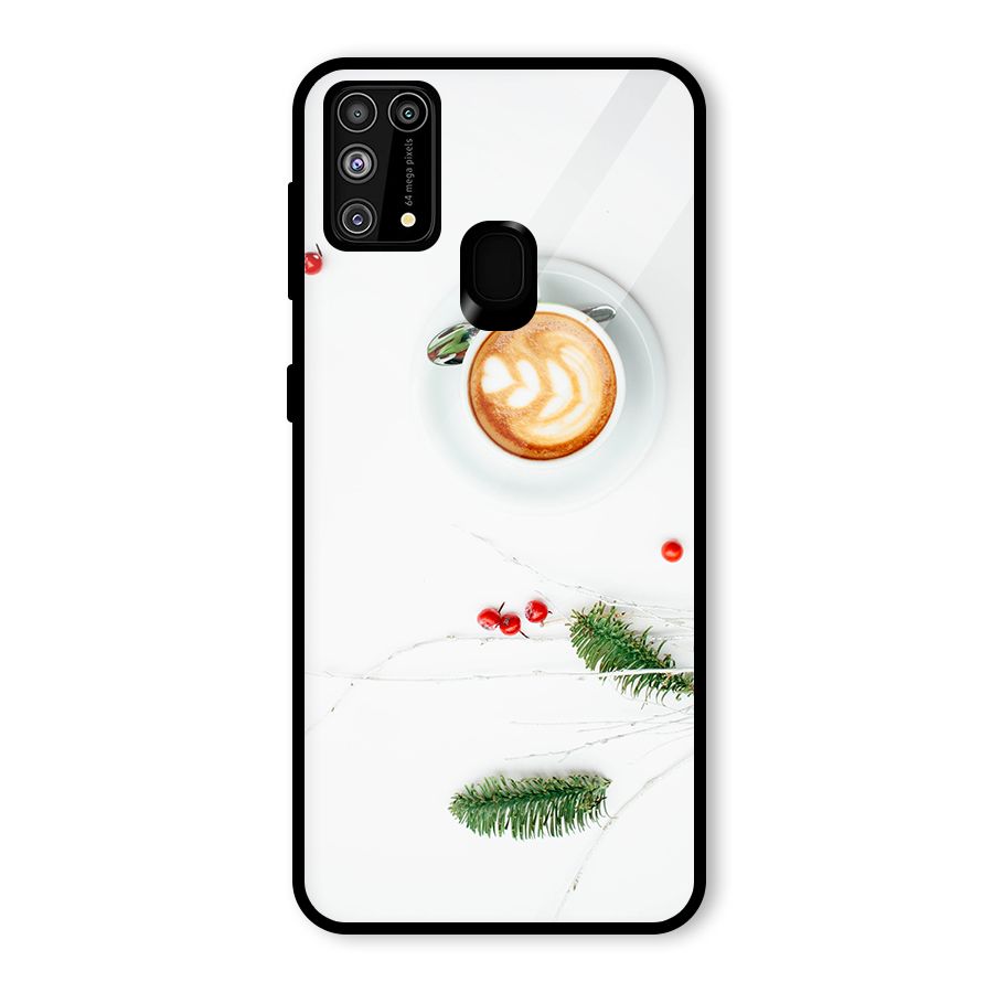 Coffee and Leafs Glass Back Case for Galaxy M31