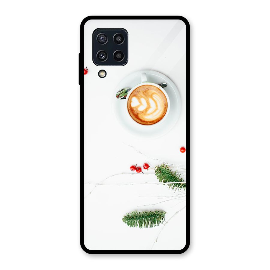 Coffee and Leafs Glass Back Case for Galaxy M32
