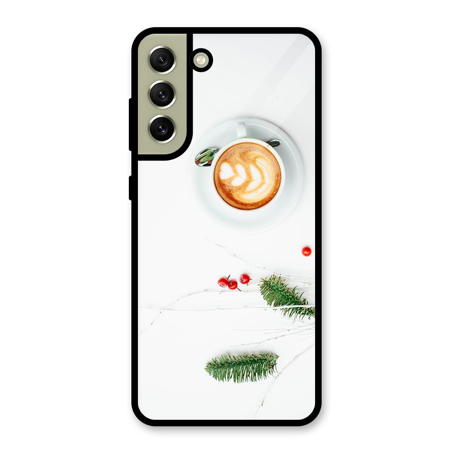 Coffee and Leafs Glass Back Case for Galaxy S21 FE 5G