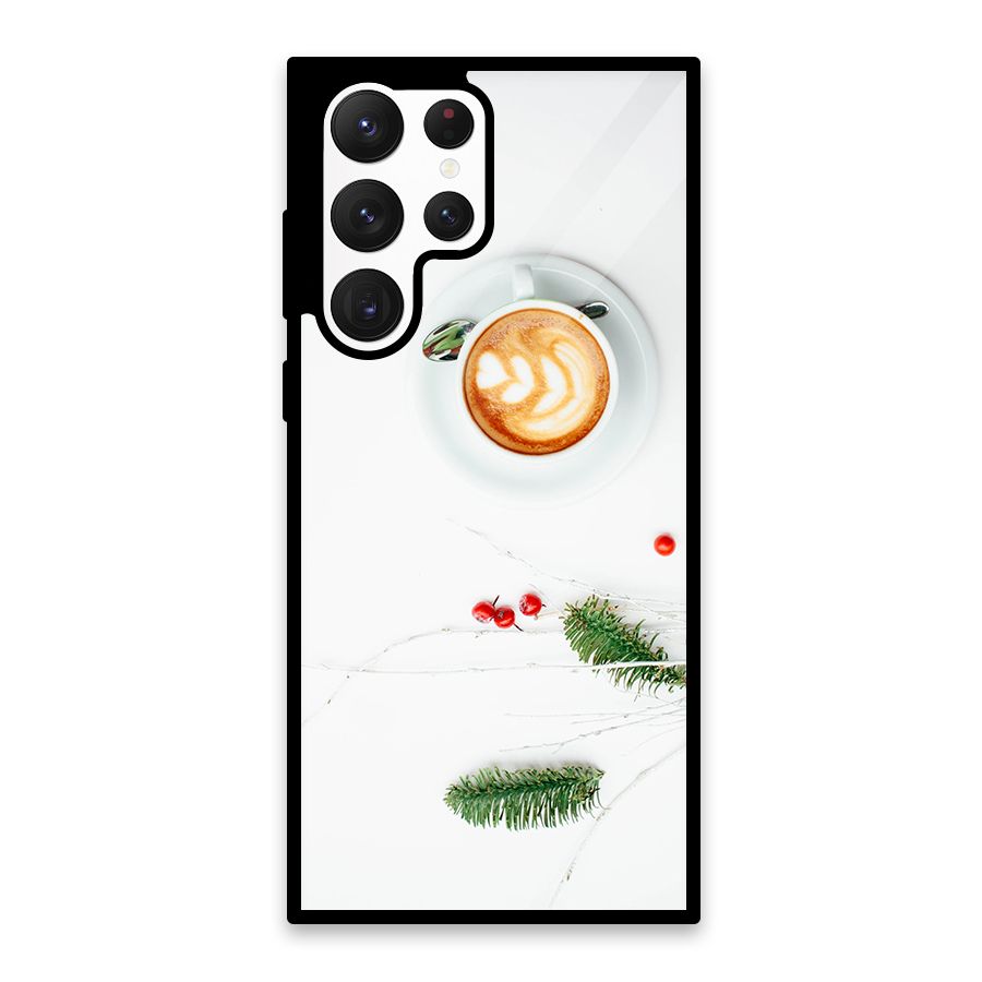 Coffee and Leafs Glass Back Case for Galaxy S22 Ultra 5G