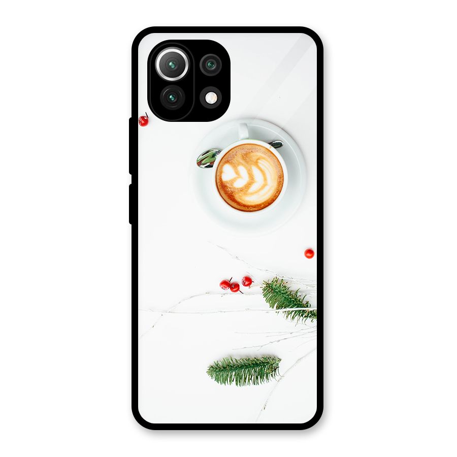 Coffee and Leafs Glass Back Case for Mi 11 Lite