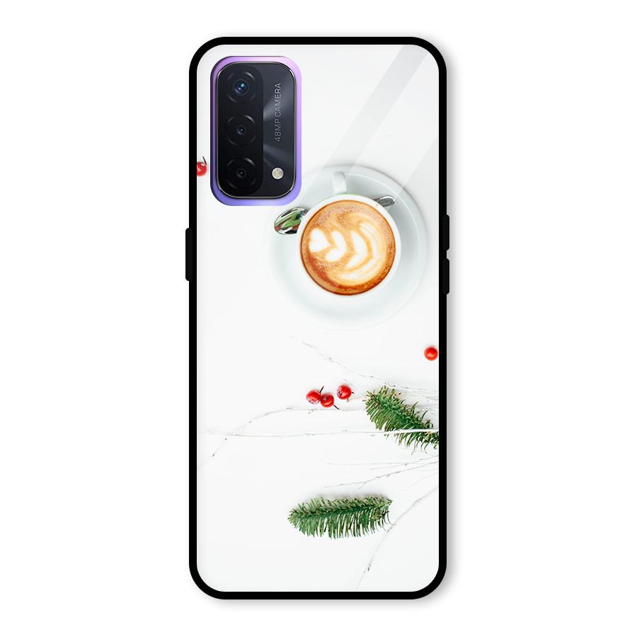 Coffee and Leafs Glass Back Case for Oppo A74 5G