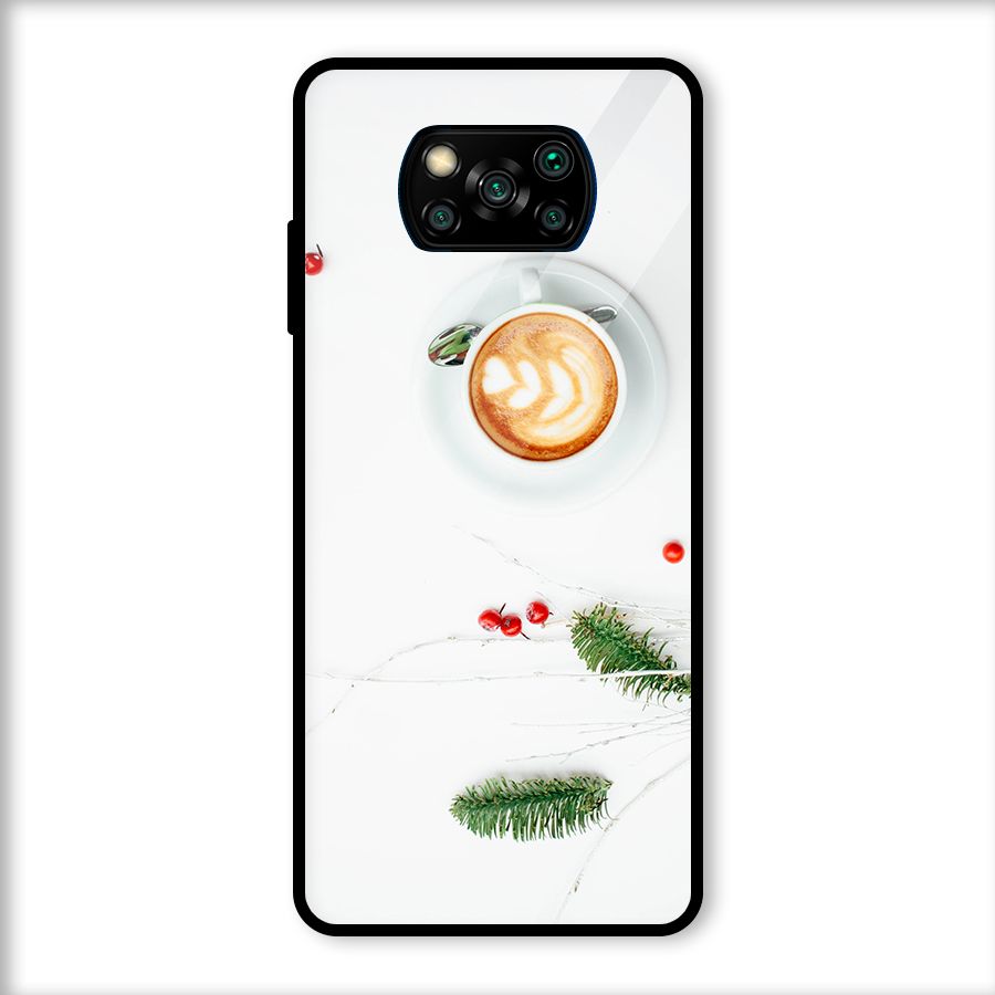 Coffee and Leafs Glass Back Case for Poco X3