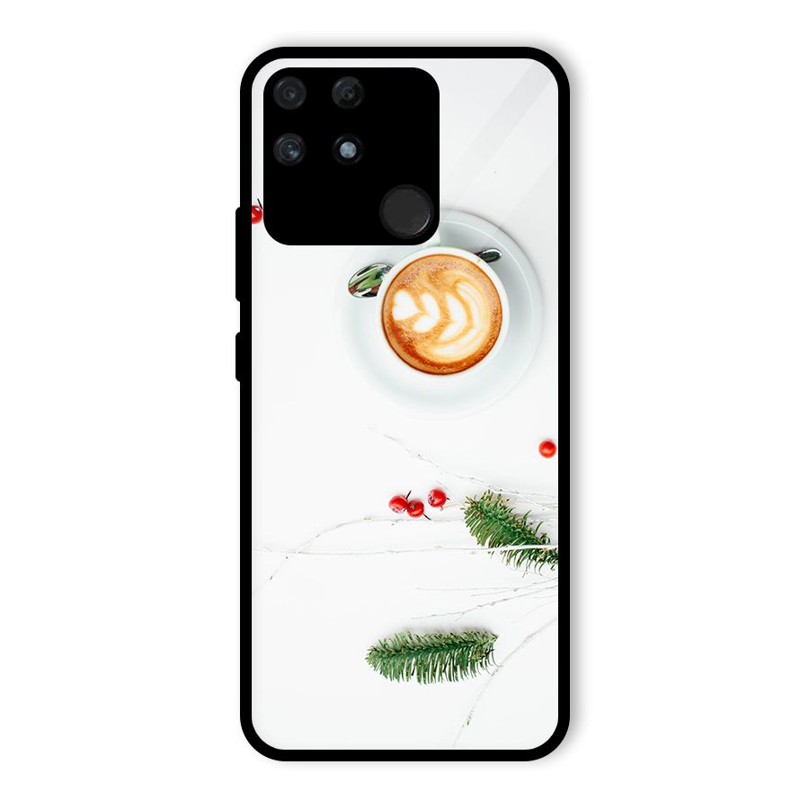 Coffee and Leafs Glass Back Case for Realme Narzo 50A