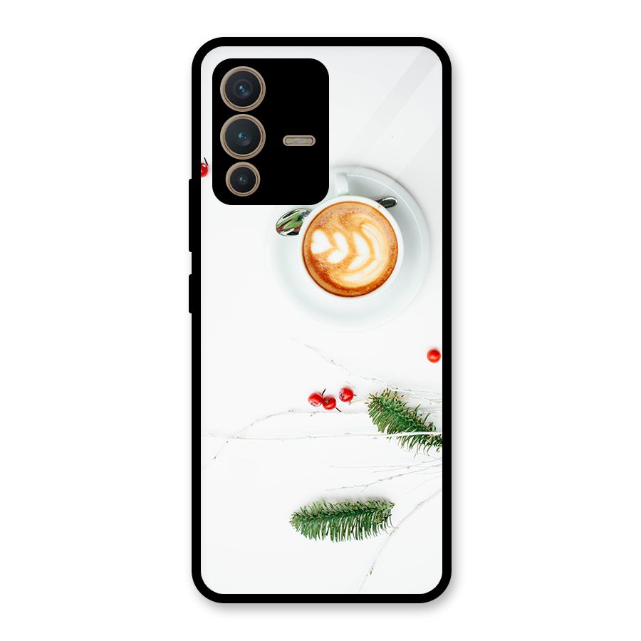 Coffee and Leafs Glass Back Case for Vivo V23 5G