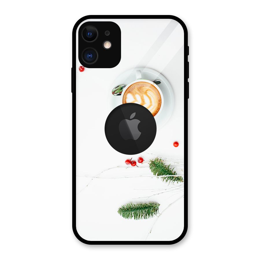 Coffee and Leafs Glass Back Case for iPhone 11 Logo Cut