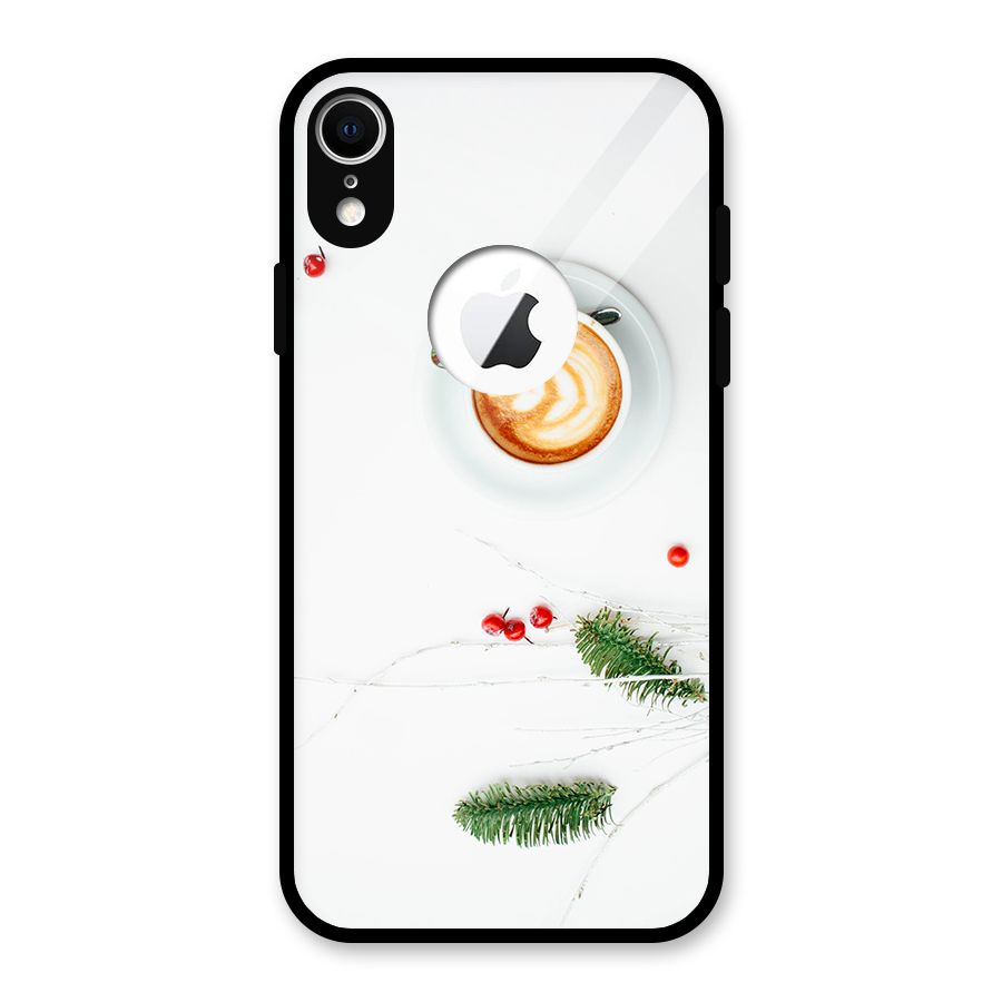Coffee and Leafs Glass Back Case for iPhone XR Logo Cut