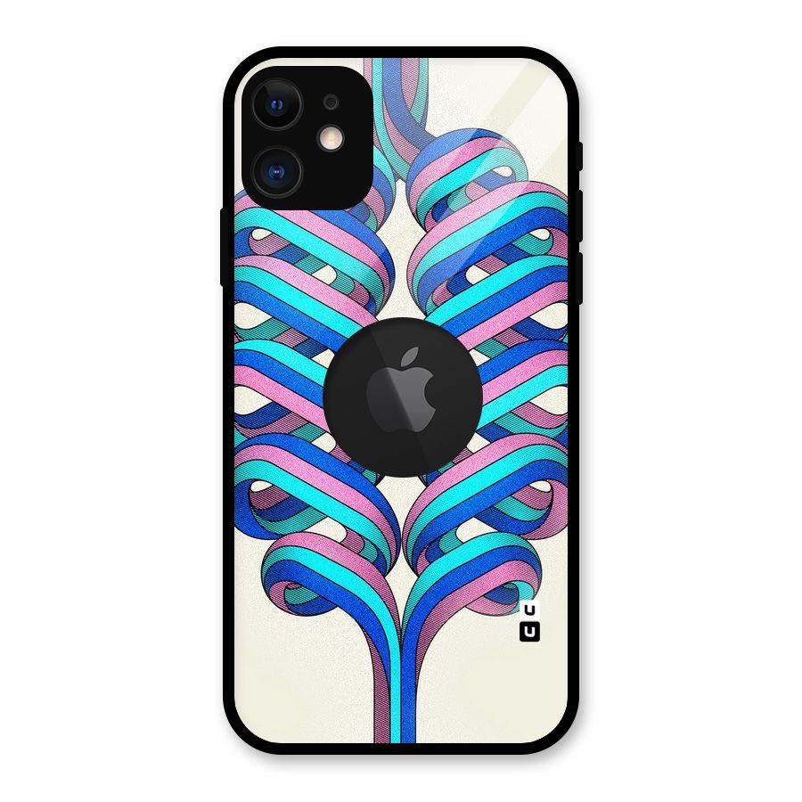 Coil Abstract Pattern Glass Back Case for iPhone 11 Logo Cut