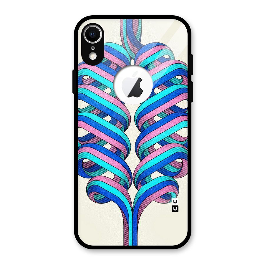 Coil Abstract Pattern Glass Back Case for iPhone XR Logo Cut