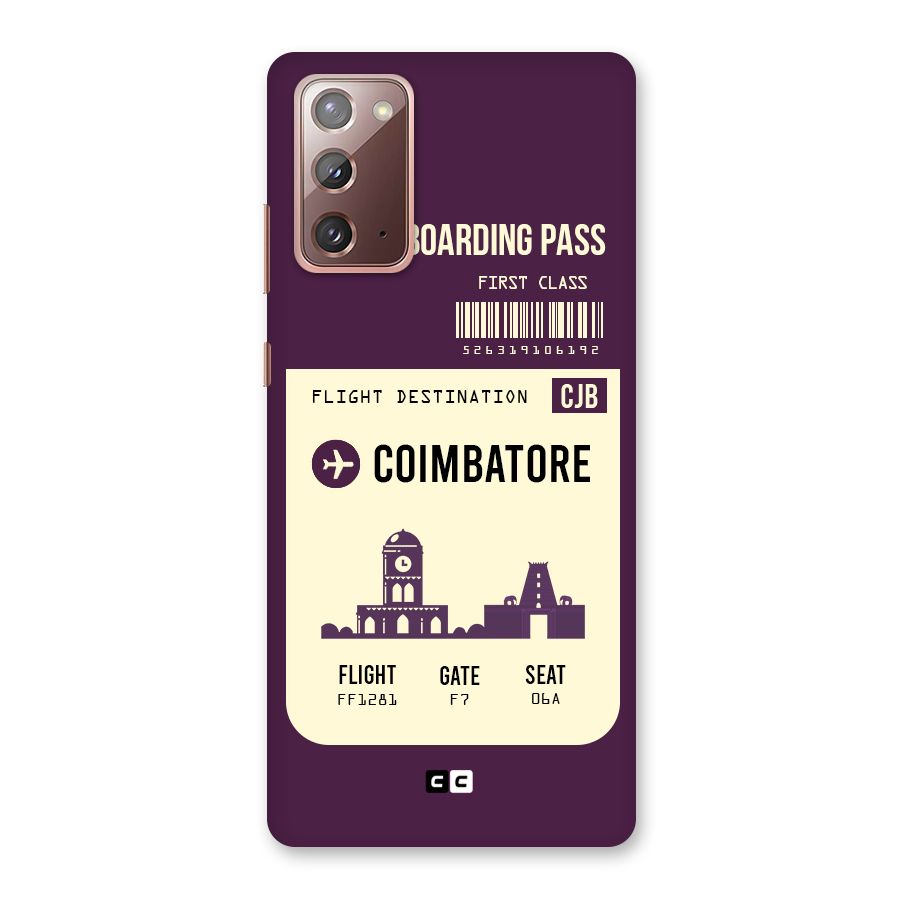 Coimbatore Boarding Pass Back Case for Galaxy Note 20
