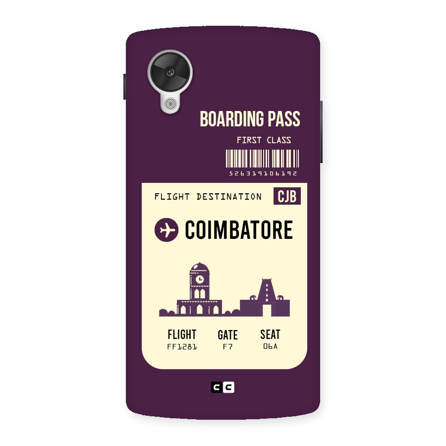 Coimbatore Boarding Pass Back Case for Google Nexsus 5