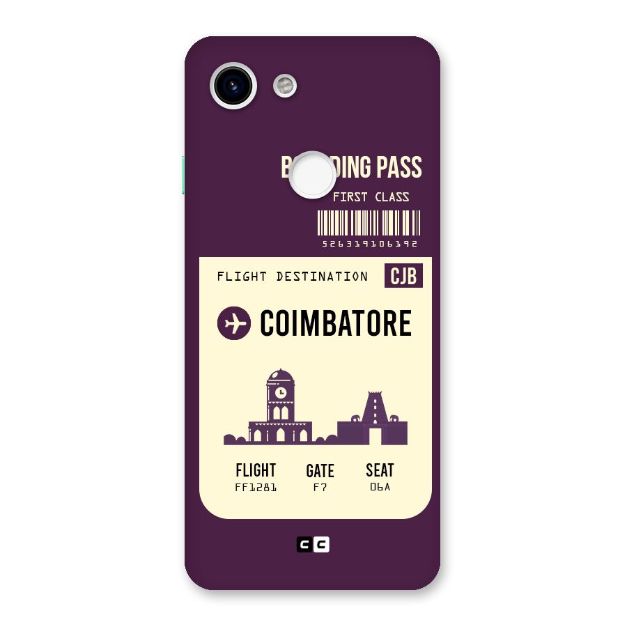Coimbatore Boarding Pass Back Case for Google Pixel 3