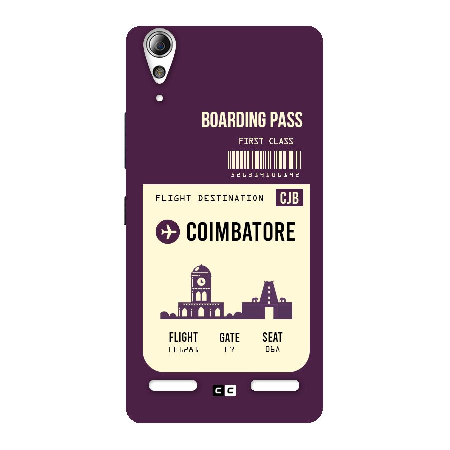 Coimbatore Boarding Pass Back Case for Lenovo A6000 Plus