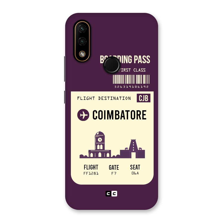 Coimbatore Boarding Pass Back Case for Lenovo A6 Note