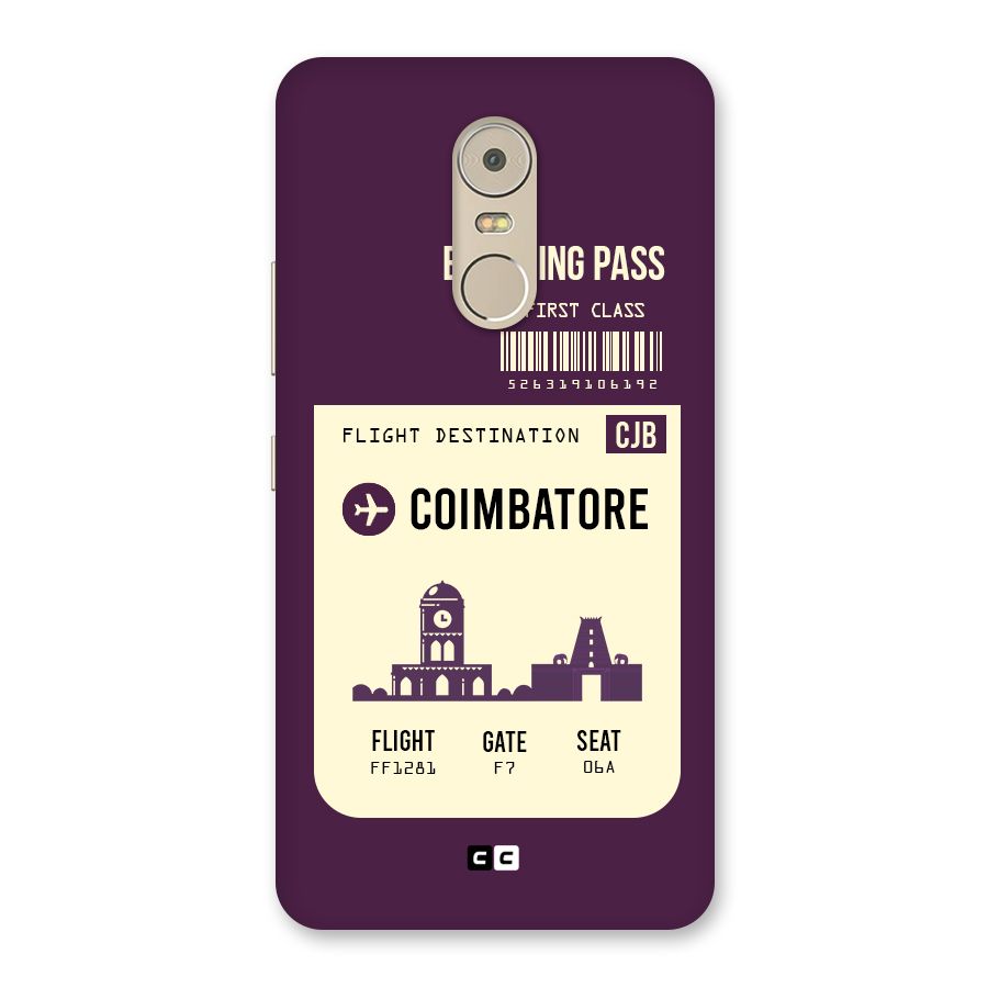 Coimbatore Boarding Pass Back Case for Lenovo K6 Note