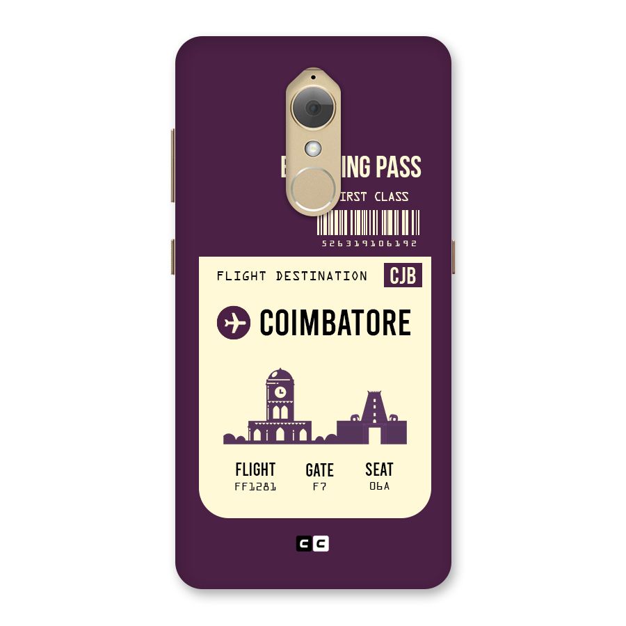 Coimbatore Boarding Pass Back Case for Lenovo K8