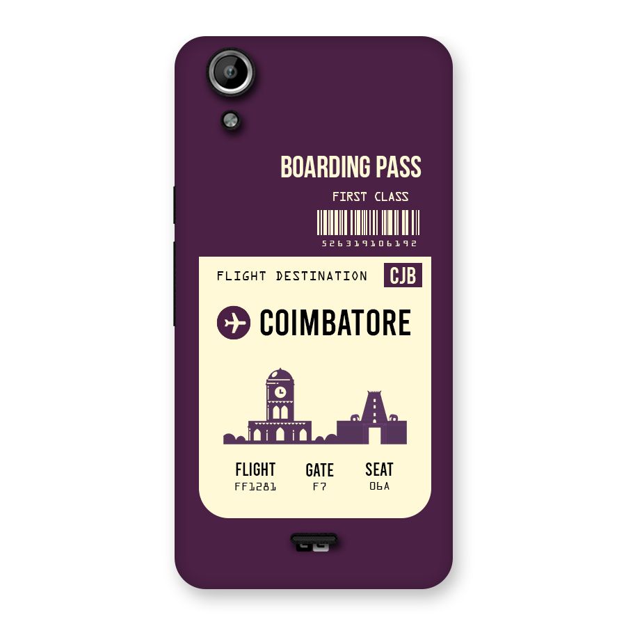 Coimbatore Boarding Pass Back Case for Micromax Canvas Selfie Lens Q345