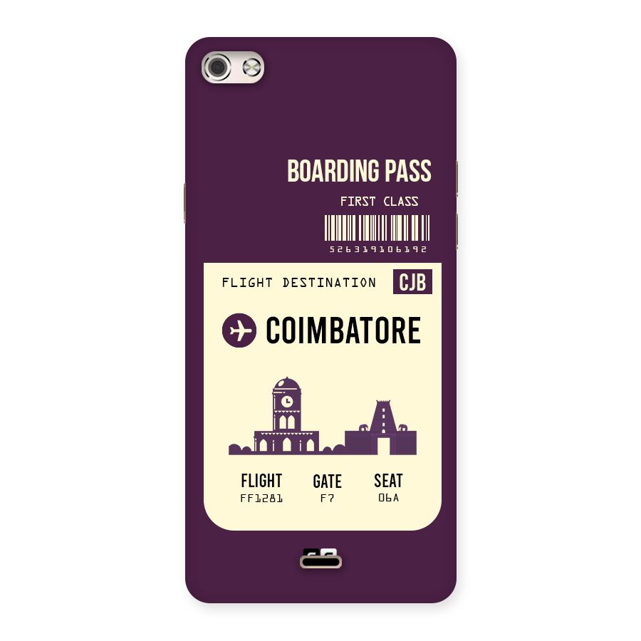 Coimbatore Boarding Pass Back Case for Micromax Canvas Silver 5