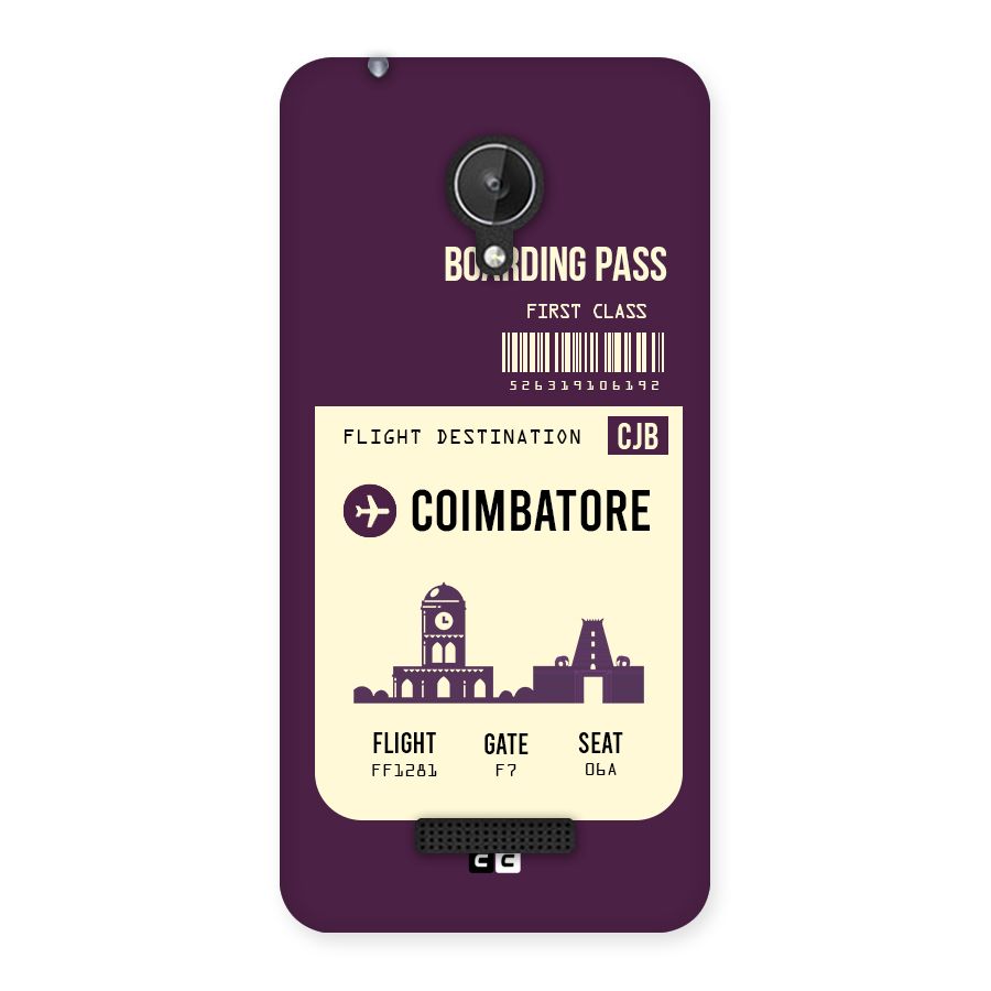 Coimbatore Boarding Pass Back Case for Micromax Canvas Spark Q380