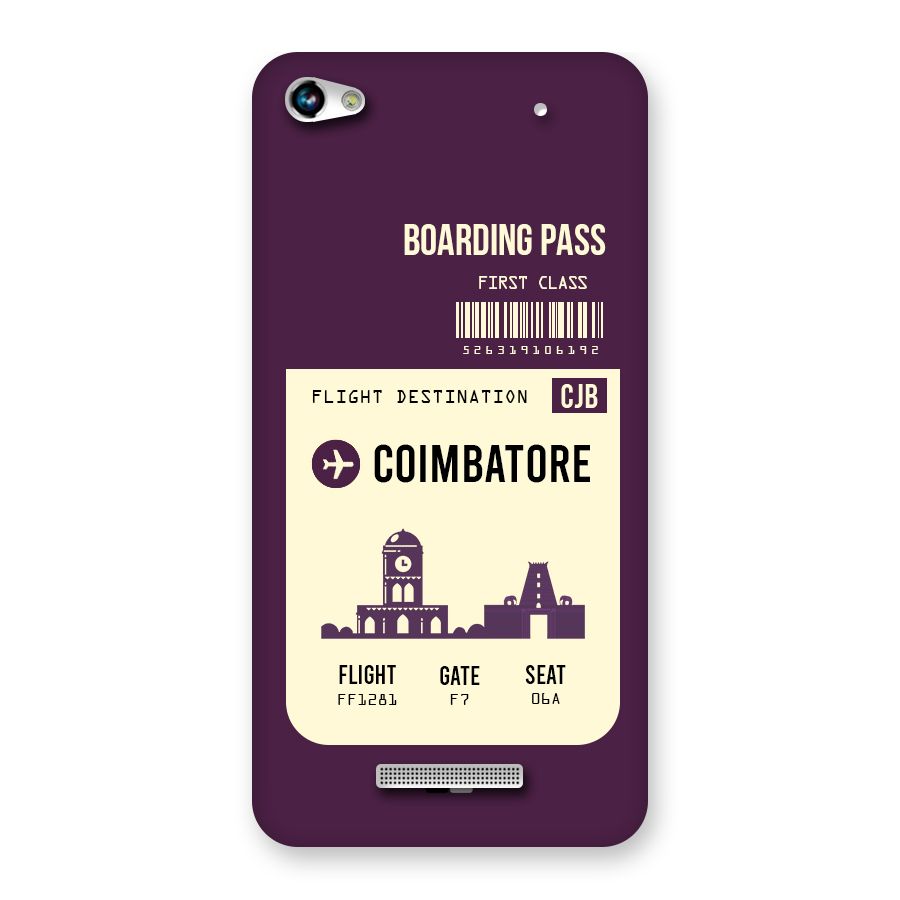 Coimbatore Boarding Pass Back Case for Micromax Hue 2