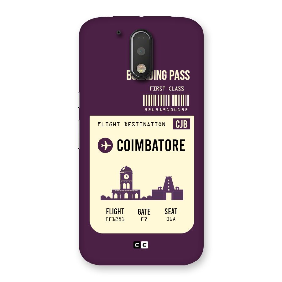 Coimbatore Boarding Pass Back Case for Motorola Moto G4 Plus
