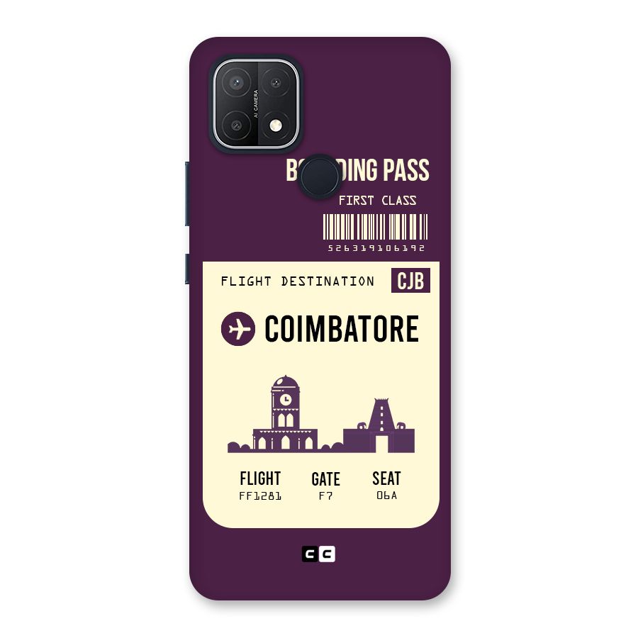 Coimbatore Boarding Pass Back Case for Oppo A15s