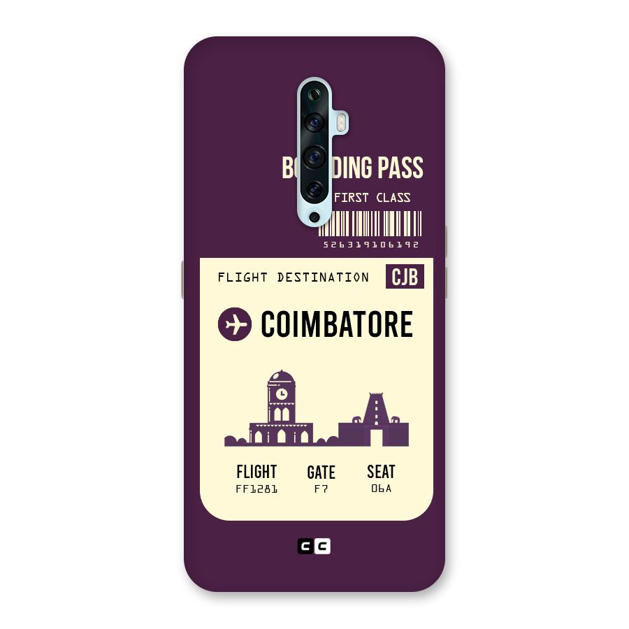 Coimbatore Boarding Pass Back Case for Oppo Reno2 Z