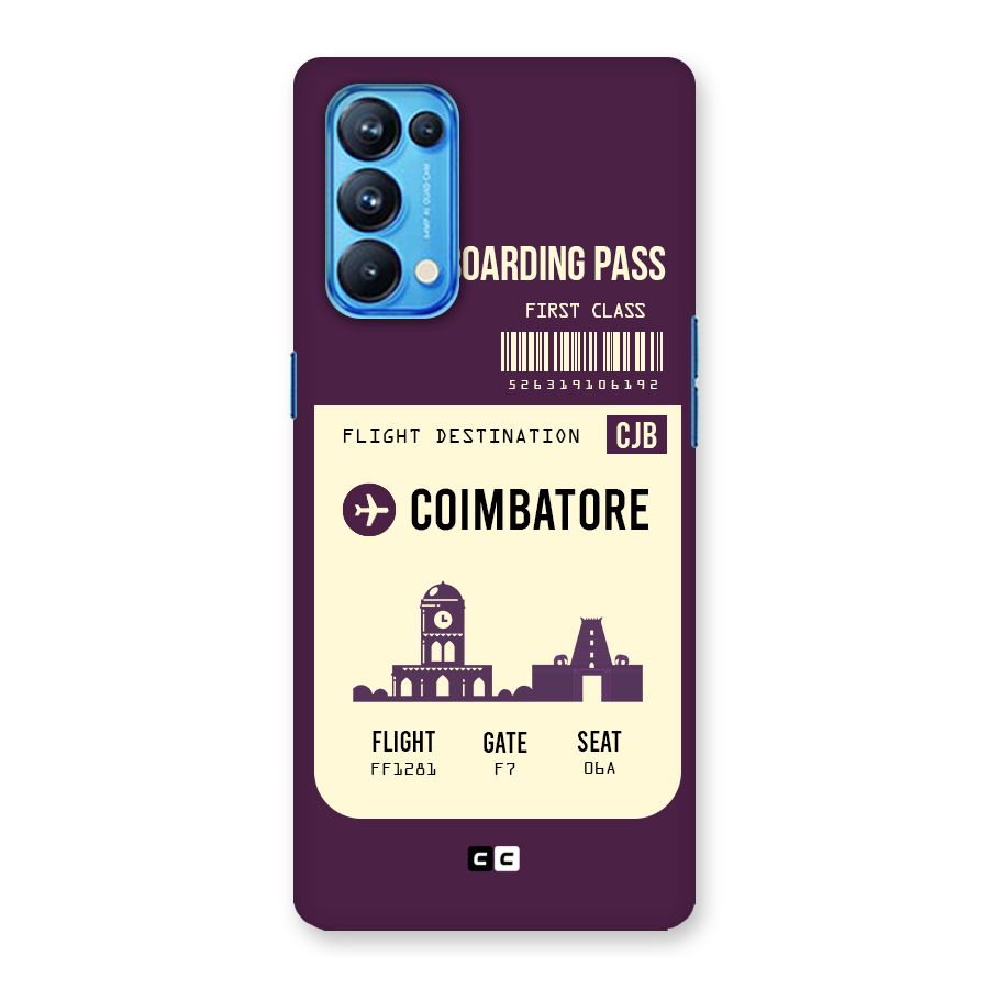 Coimbatore Boarding Pass Back Case for Oppo Reno5 Pro 5G