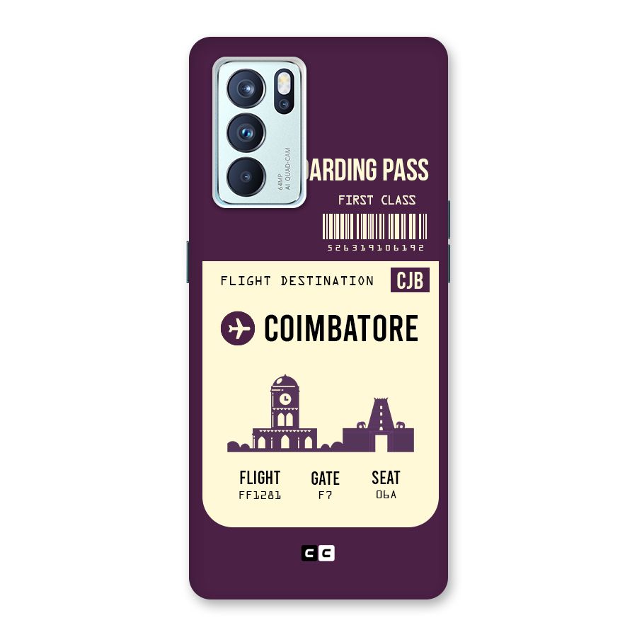 Coimbatore Boarding Pass Back Case for Oppo Reno6 Pro 5G
