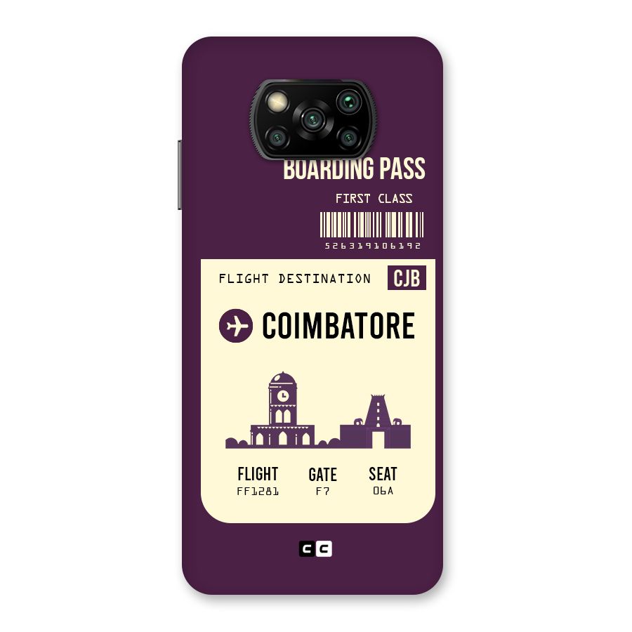 Coimbatore Boarding Pass Back Case for Poco X3