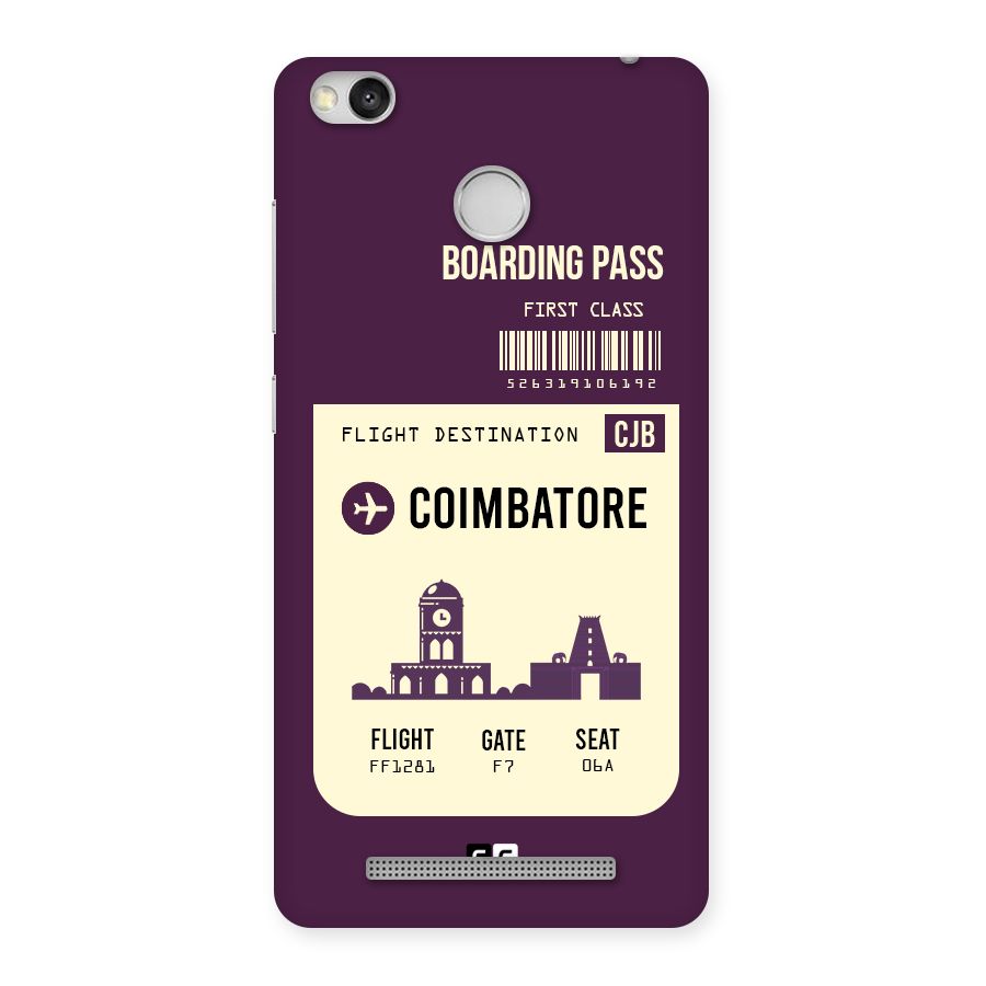 Coimbatore Boarding Pass Back Case for Redmi 3S Prime