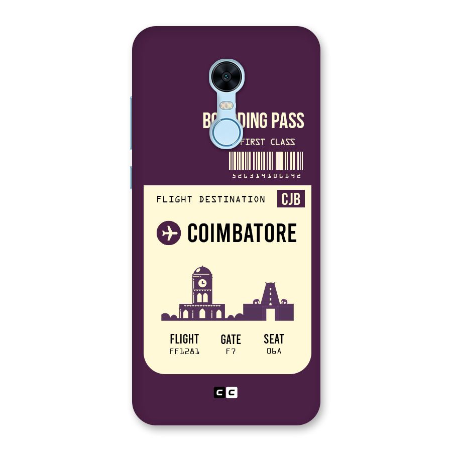Coimbatore Boarding Pass Back Case for Redmi Note 5