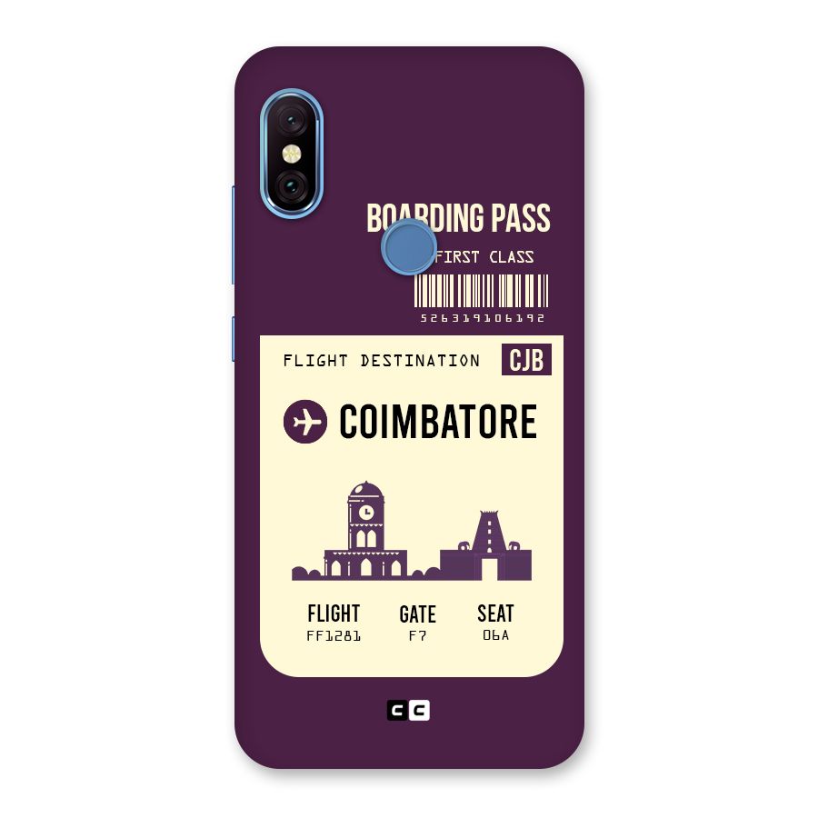 Coimbatore Boarding Pass Back Case for Redmi Note 6 Pro