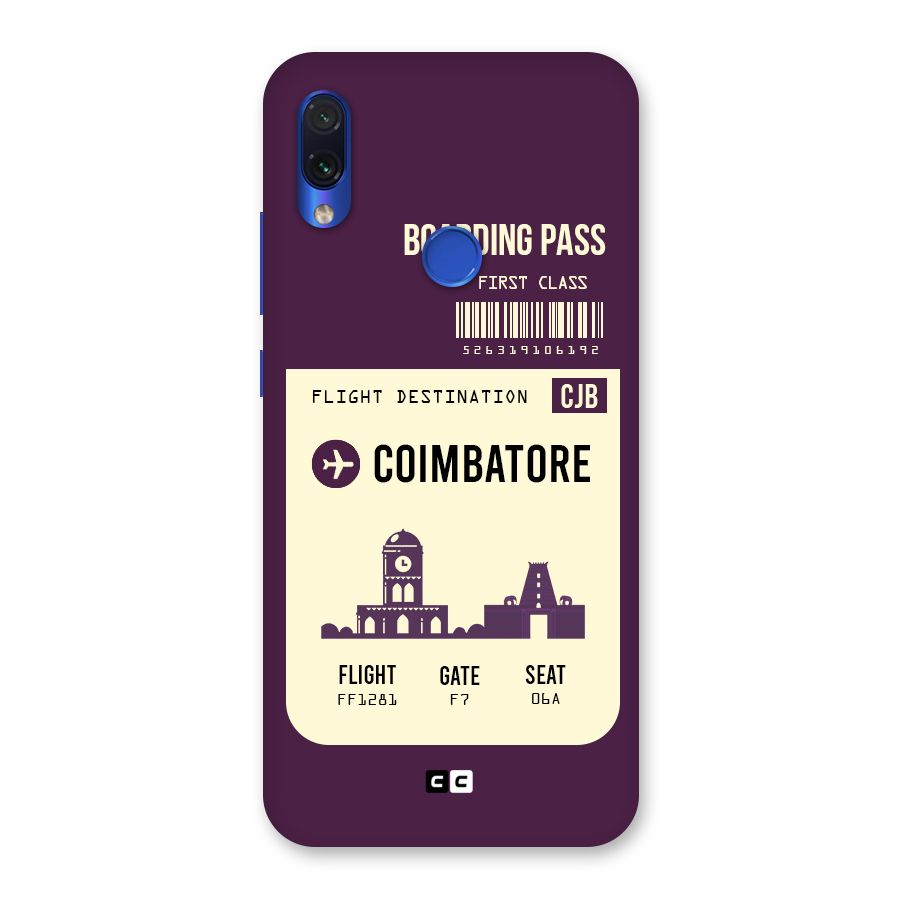 Coimbatore Boarding Pass Back Case for Redmi Note 7