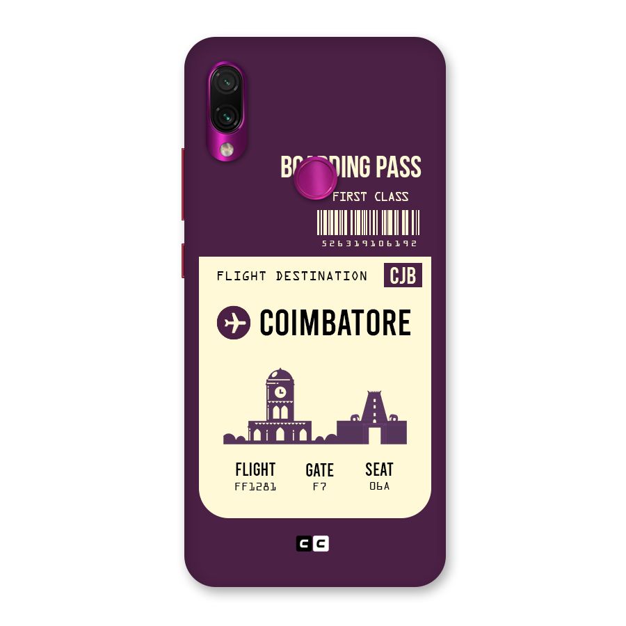 Coimbatore Boarding Pass Back Case for Redmi Note 7 Pro