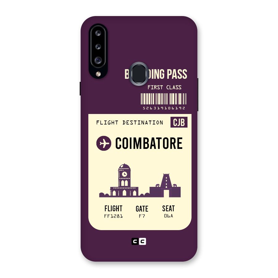 Coimbatore Boarding Pass Back Case for Samsung Galaxy A20s