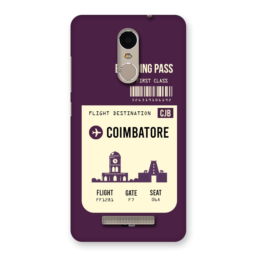Coimbatore Boarding Pass Back Case for Xiaomi Redmi Note 3