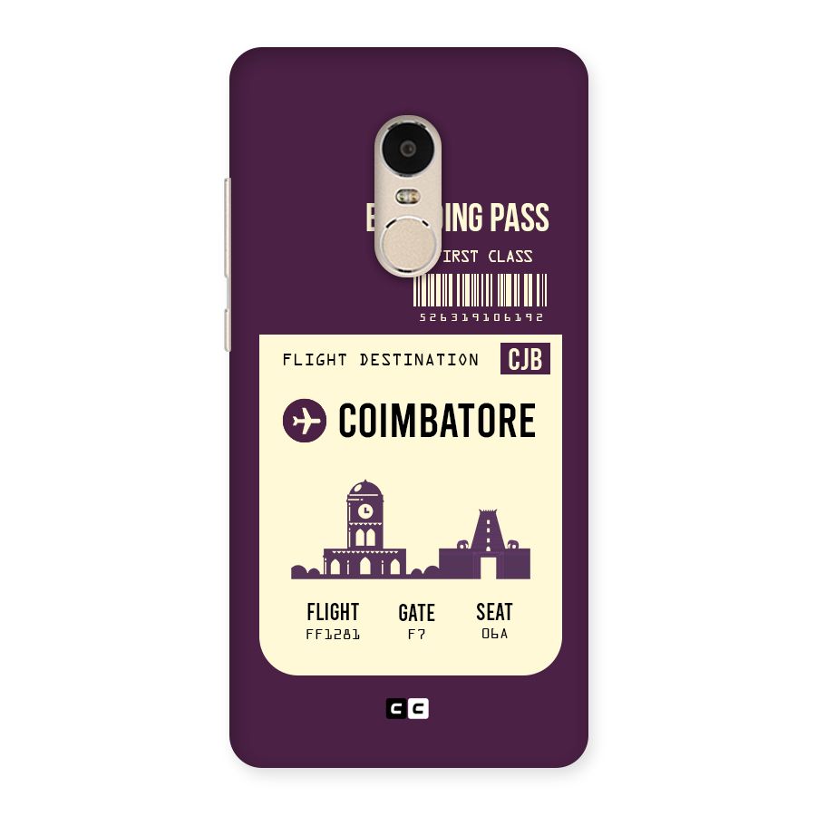 Coimbatore Boarding Pass Back Case for Xiaomi Redmi Note 4