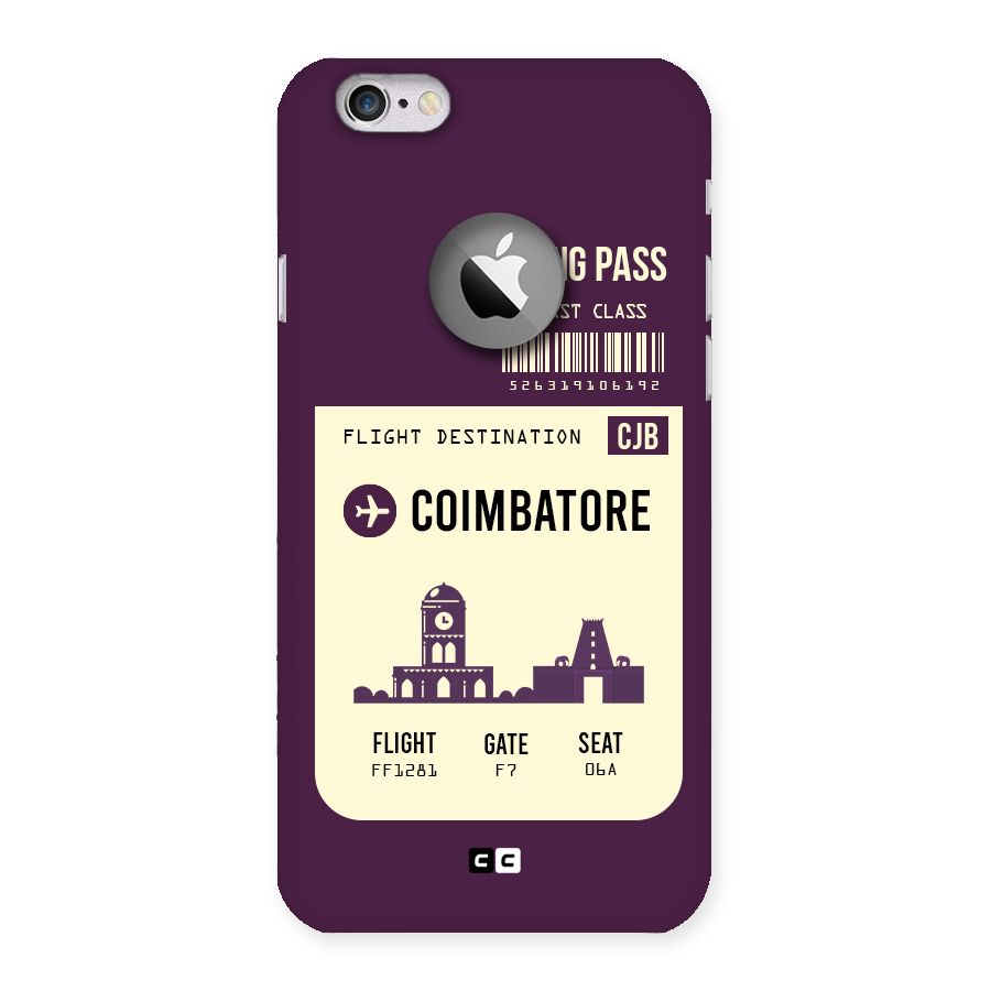 Coimbatore Boarding Pass Back Case for iPhone 6 Logo Cut