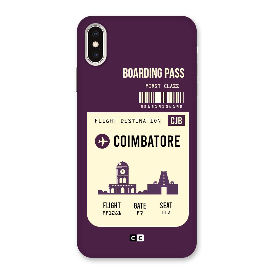 Coimbatore Boarding Pass Back Case for iPhone XS Max