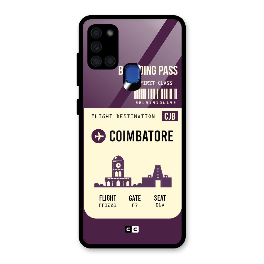 Coimbatore Boarding Pass Glass Back Case for Galaxy A21s