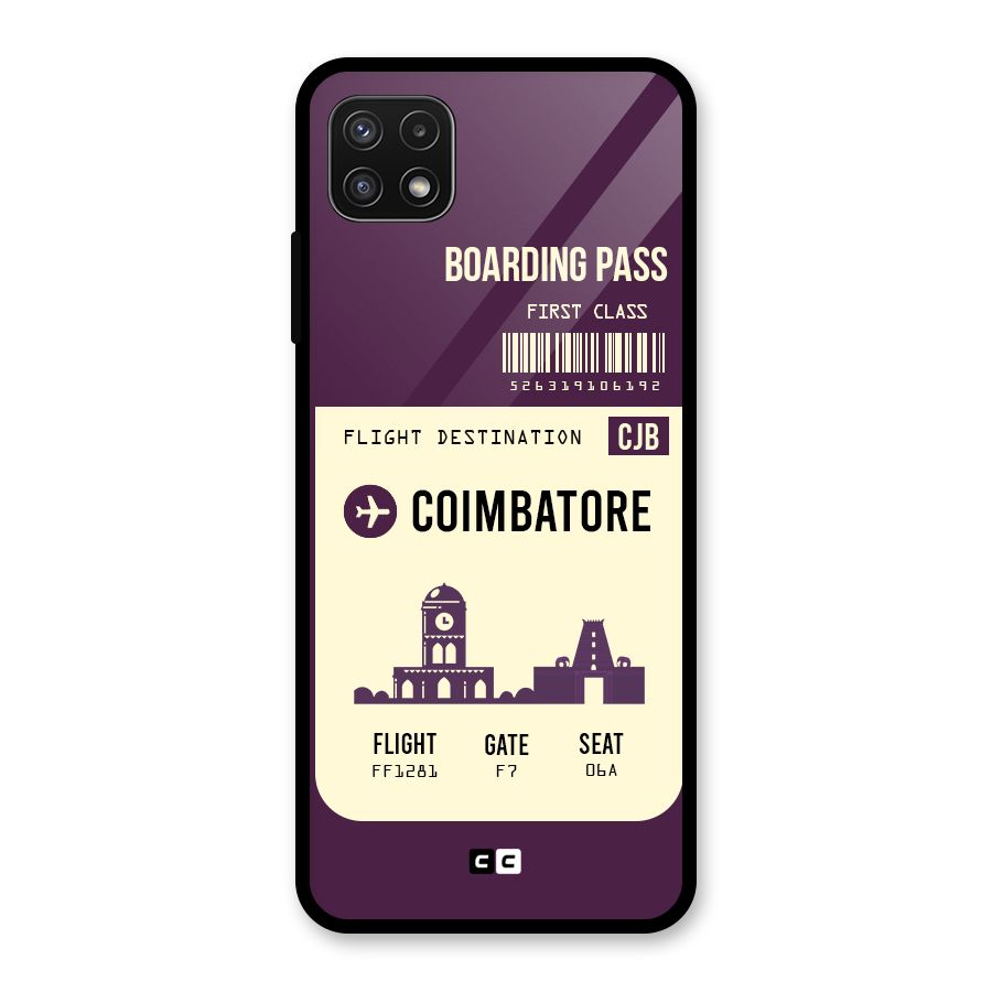 Coimbatore Boarding Pass Glass Back Case for Galaxy A22 5G