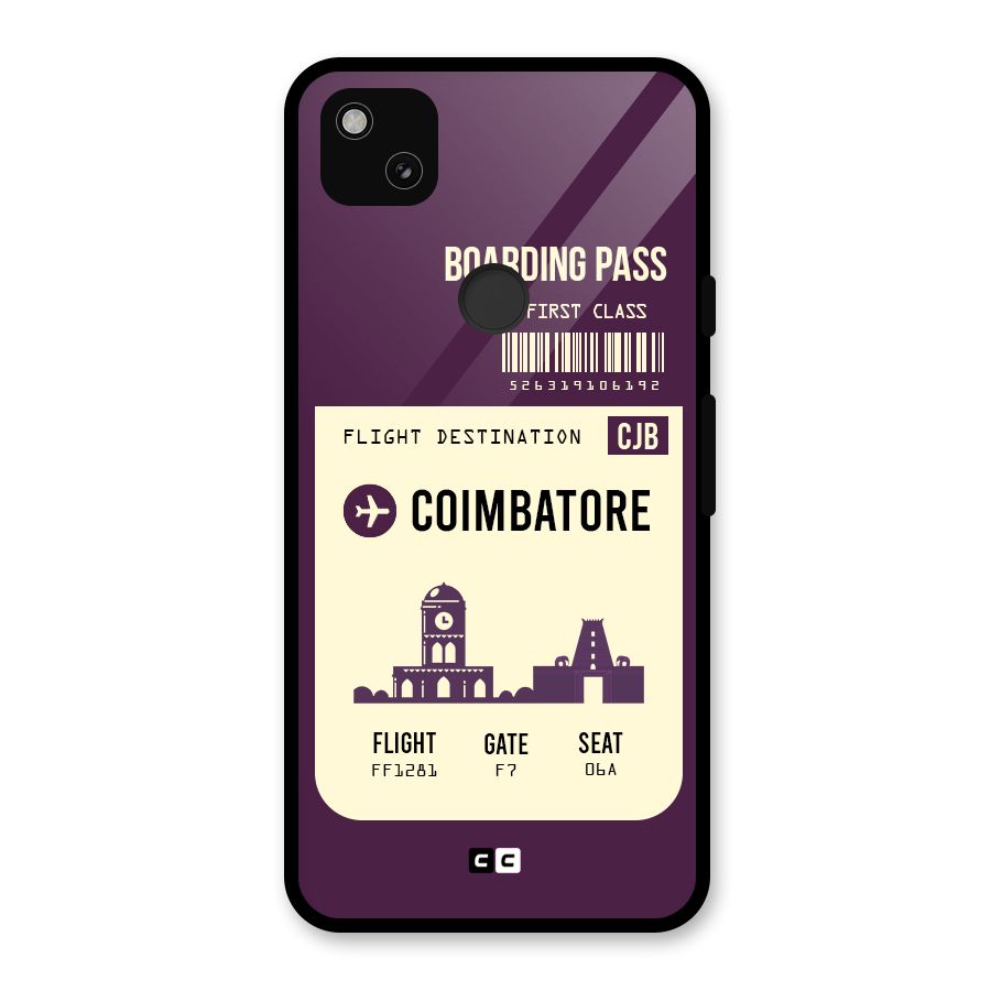 Coimbatore Boarding Pass Glass Back Case for Google Pixel 4a