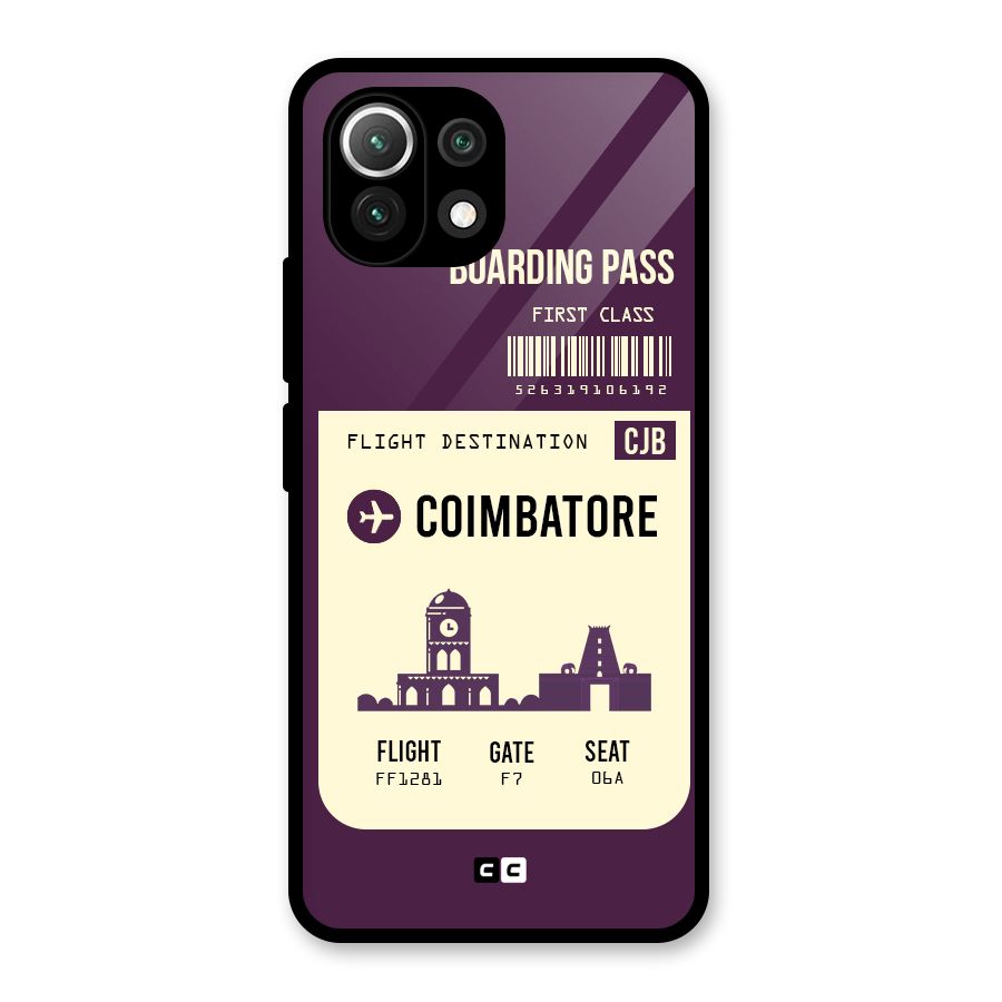 Coimbatore Boarding Pass Glass Back Case for Mi 11 Lite