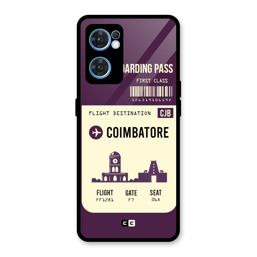 Coimbatore Boarding Pass Glass Back Case for Oppo Reno7 5G