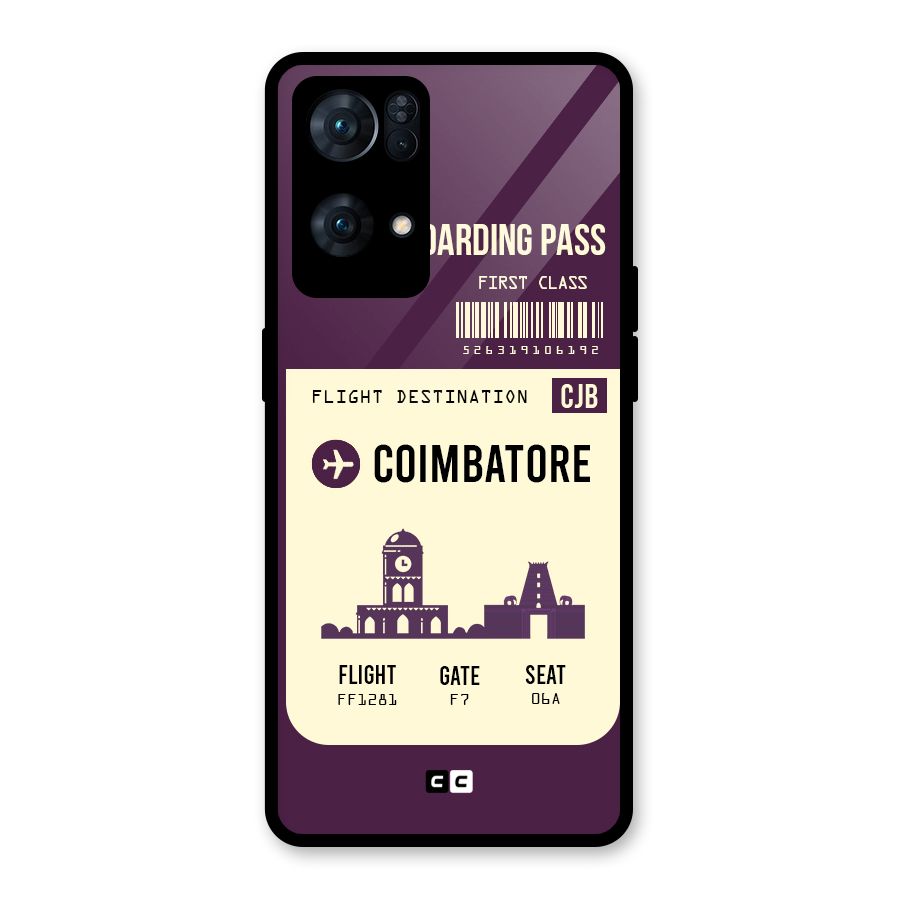 Coimbatore Boarding Pass Glass Back Case for Oppo Reno7 Pro 5G