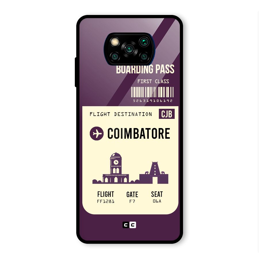 Coimbatore Boarding Pass Glass Back Case for Poco X3 Pro