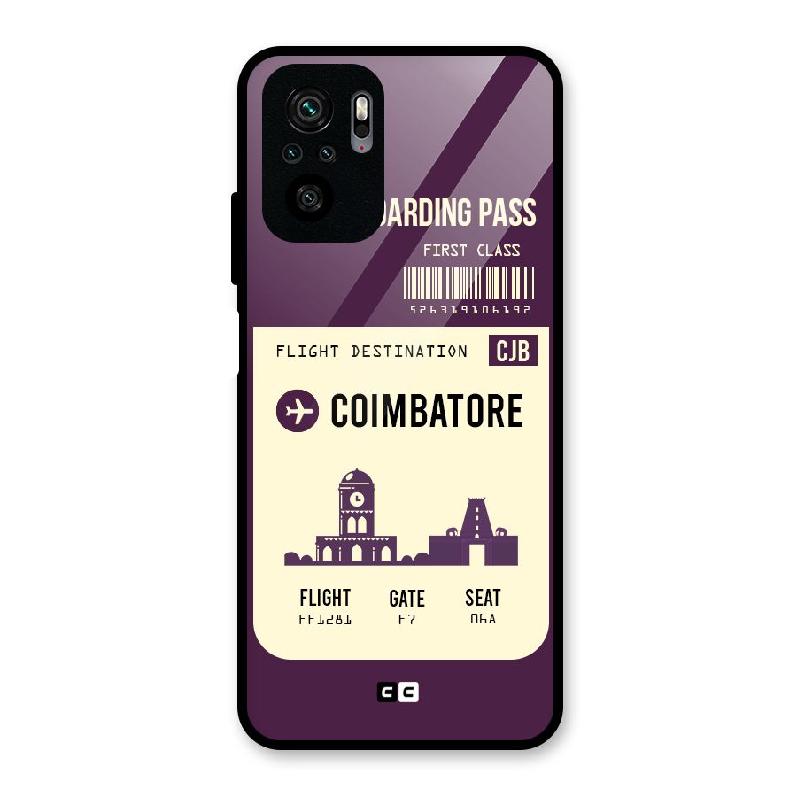 Coimbatore Boarding Pass Glass Back Case for Redmi Note 10S