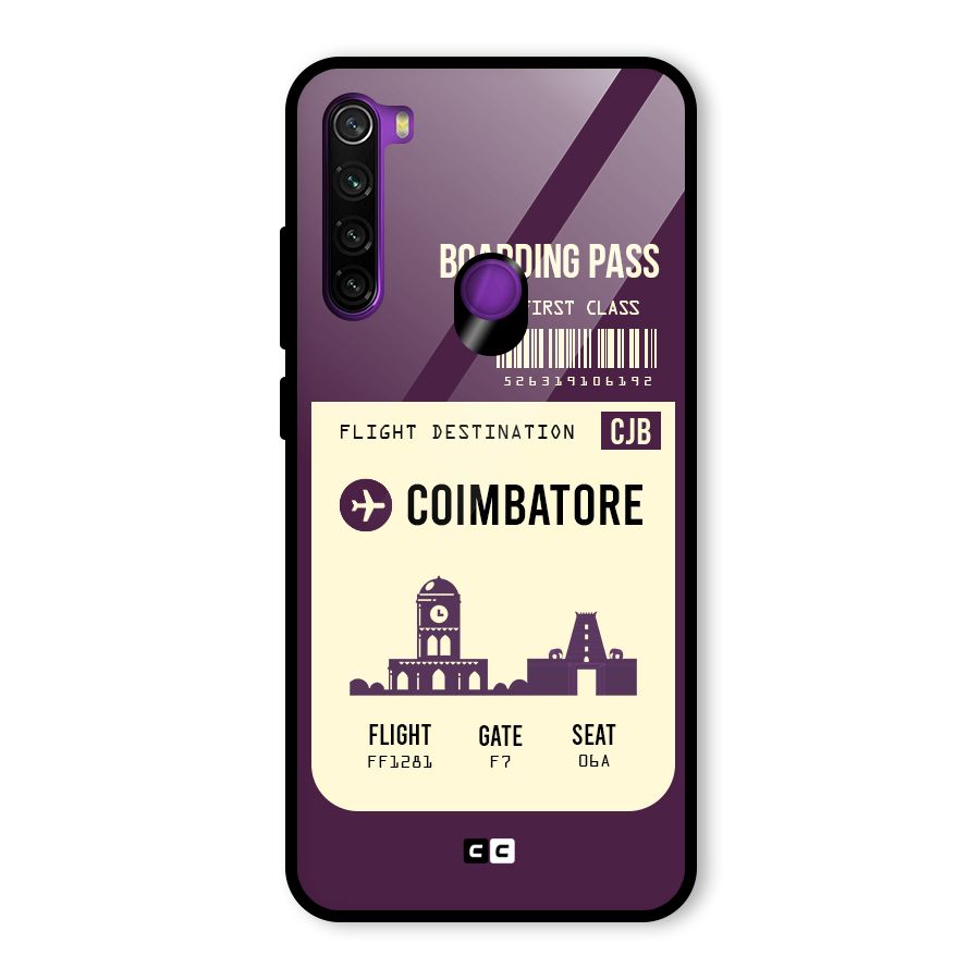Coimbatore Boarding Pass Glass Back Case for Redmi Note 8